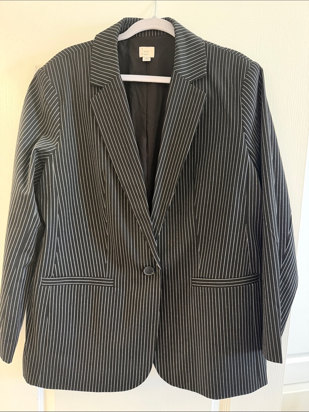 a new day Black Pinstripe Single-Button Blazer
